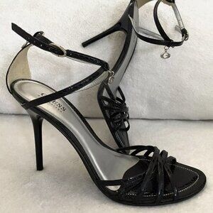 EUC Guess by Marciano Black Snake Sexy Strappy Heels Size 7.5